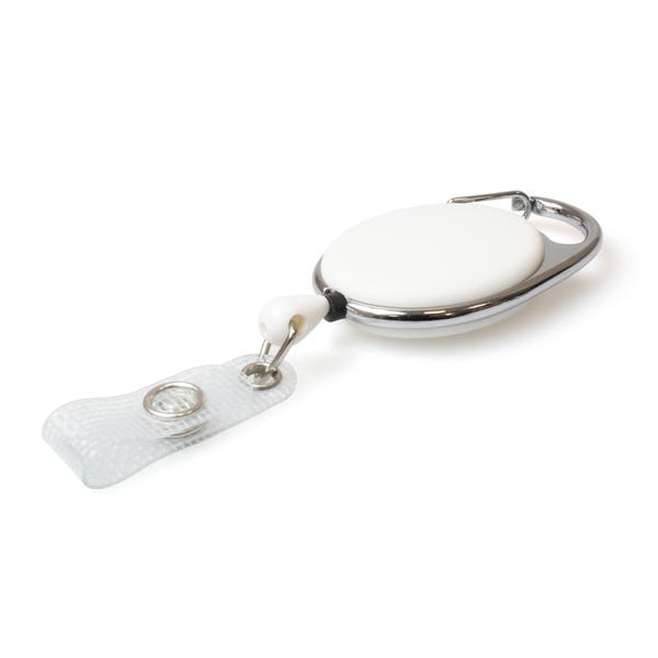 Bilde av White carabiner ID badge reel with reinforced strap. 60270232 (DE,SE,NO,FI,RO,PL)