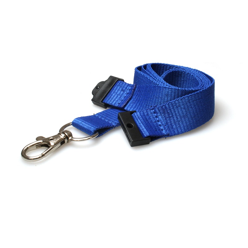 Billede af Blå Lanyard / Halssnor / Keyhanger / Nøglesnor / Halsrem 20 mm med metal karabinhage. Breakaway / break-away. 60270747